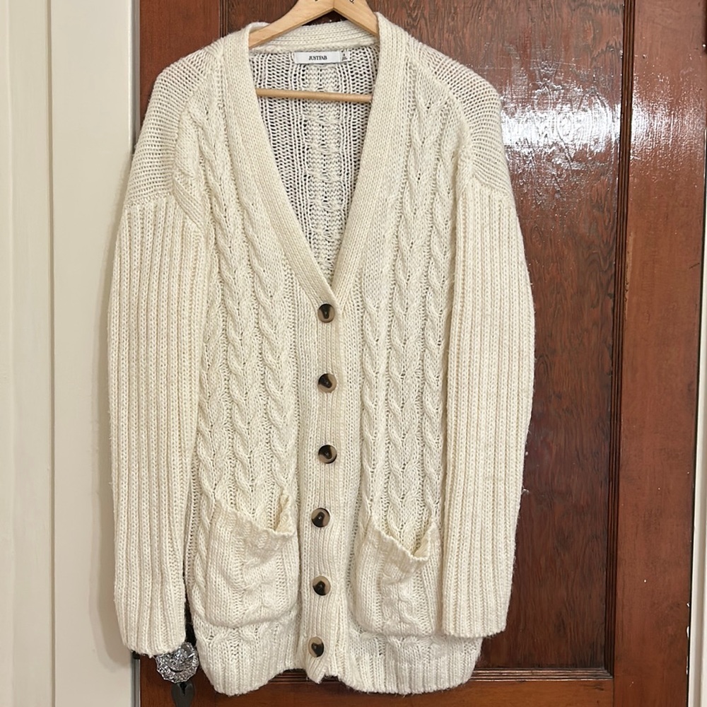 Thick Knit Longline Cardigan - Ivory